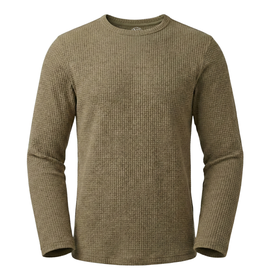 Waffle Knit Round Neck Full Sleeve T-Shirt