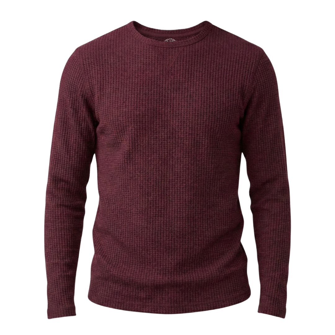 Waffle Knit Round Neck Full Sleeve T-Shirt