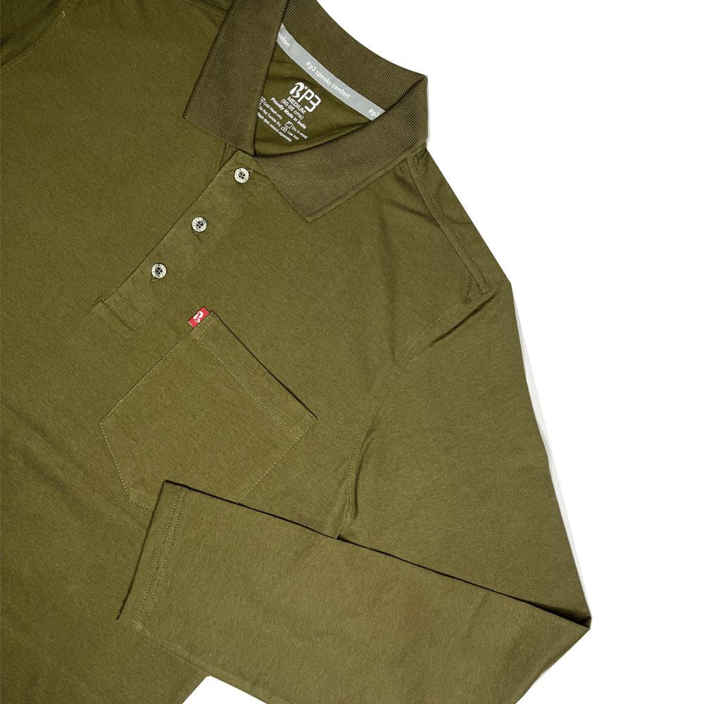 The Maverick Long Sleeved Polo Polos P3 Olive Small (80 cm - 85 cm) 