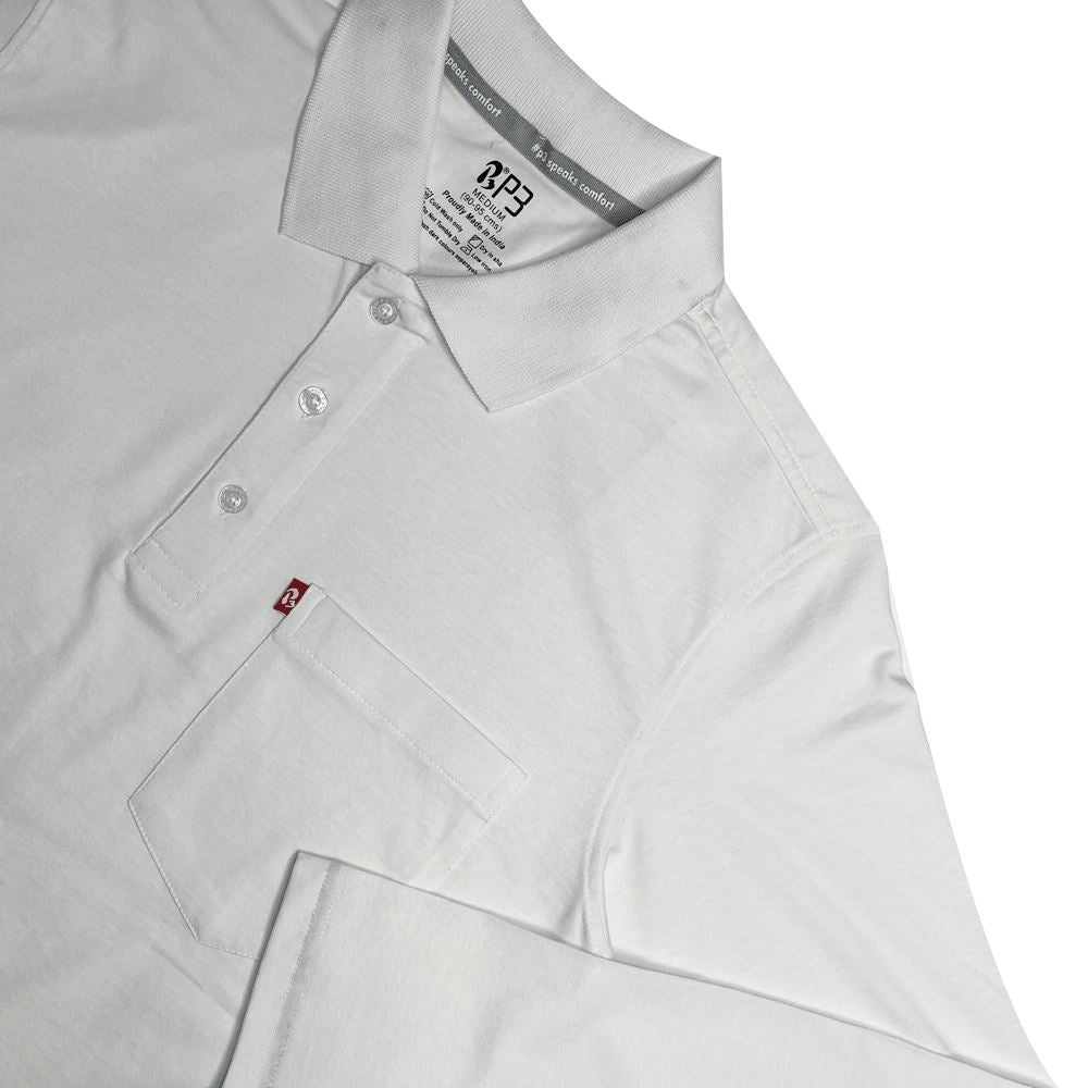 The Maverick Long Sleeved Polo Polos P3 Lucent White Small (80 cm - 85 cm) 