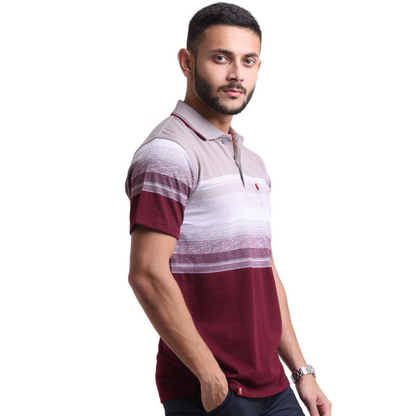 Floody Scatter Stripe Designer Polo