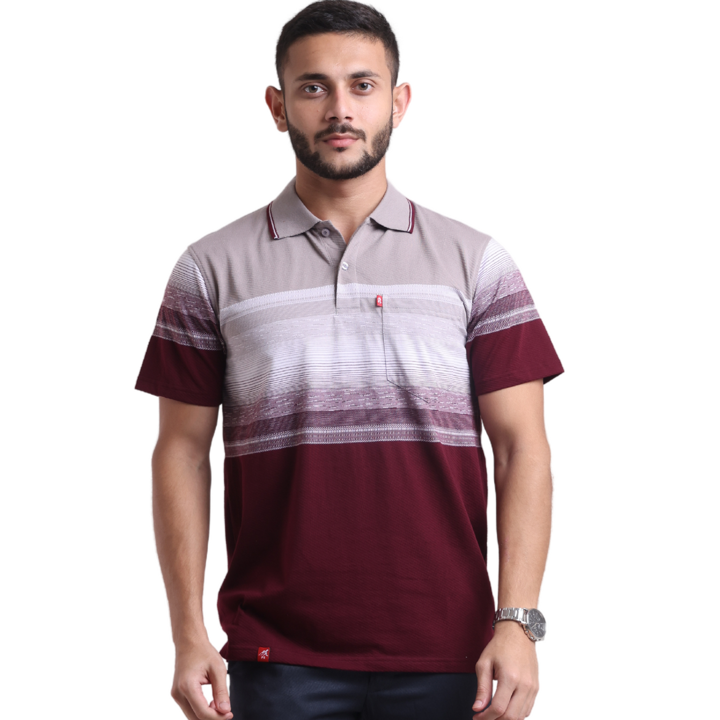 Floody Scatter Stripe Designer Polo