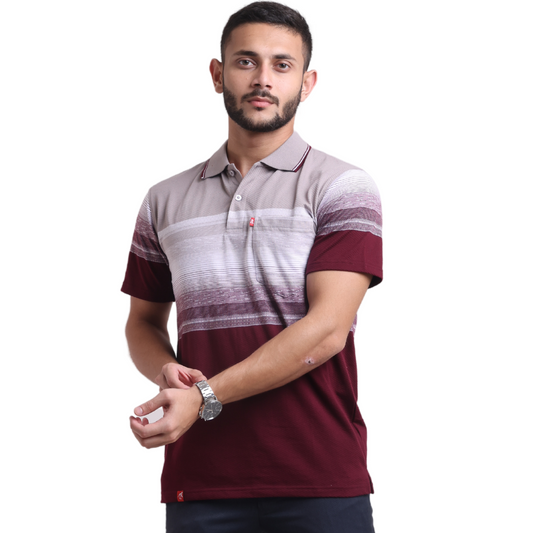 Floody Scatter Stripe Designer Polo