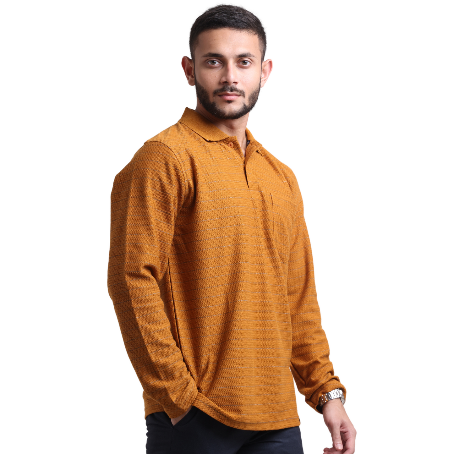 Linear Long Sleeved Designer Polo