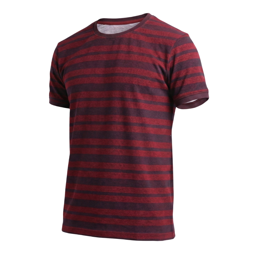 The Pique Stripes Round Neck Half Sleeved T-shirt