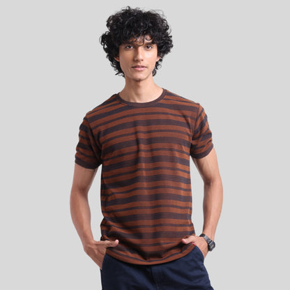 The Pique Stripes Round Neck Half Sleeved T-shirt