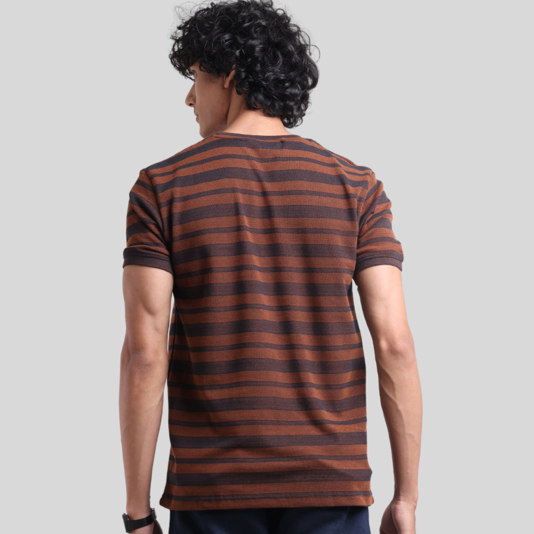 The Pique Stripes Round Neck Half Sleeved T-shirt