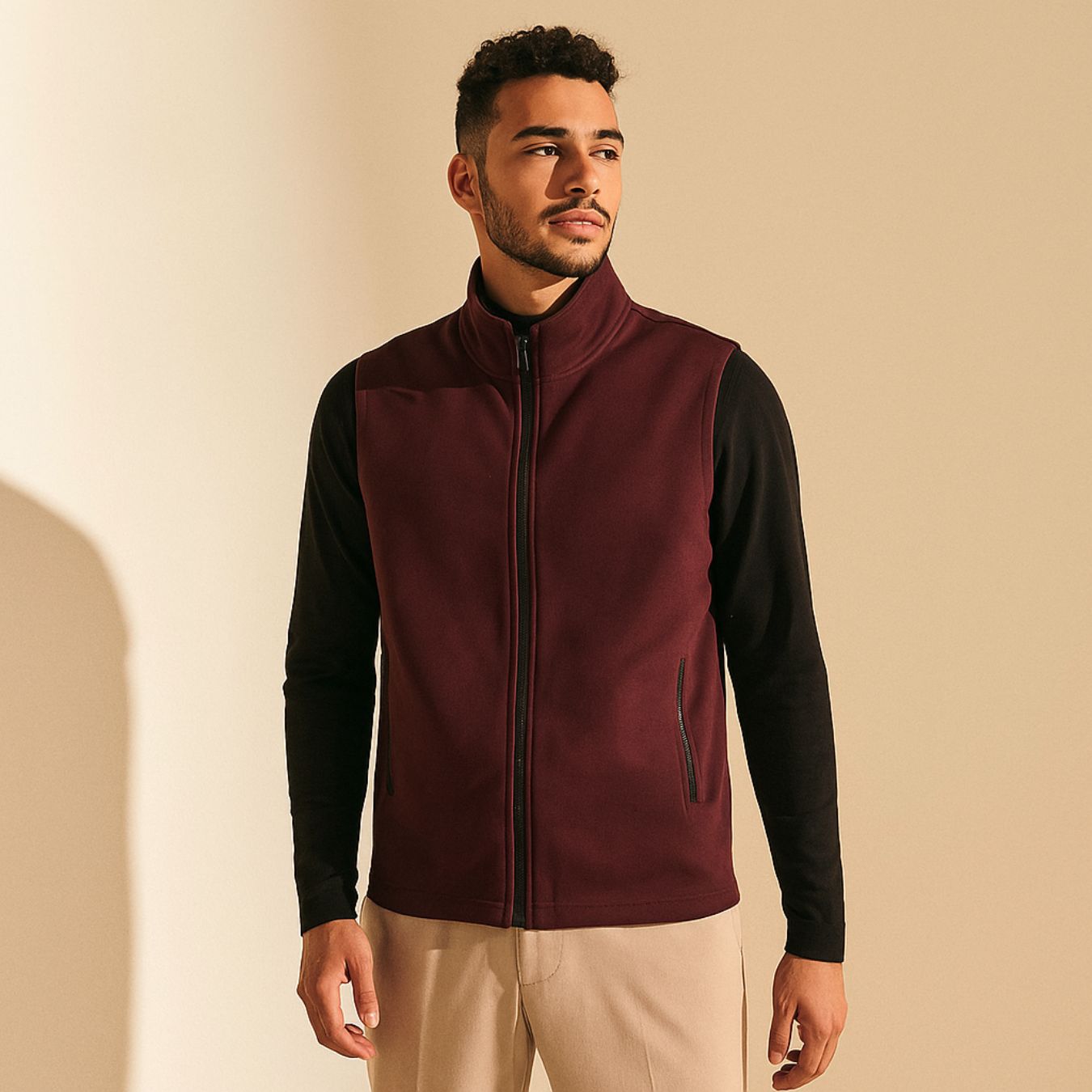 The Raised Full Zip Sleeveless Jacket