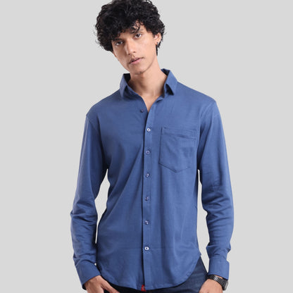 The Wood Pulp Front Open Knit Shirt –  Full Sleeve