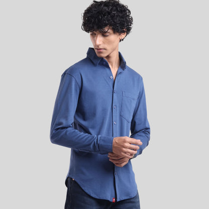 The Wood Pulp Front Open Knit Shirt –  Full Sleeve