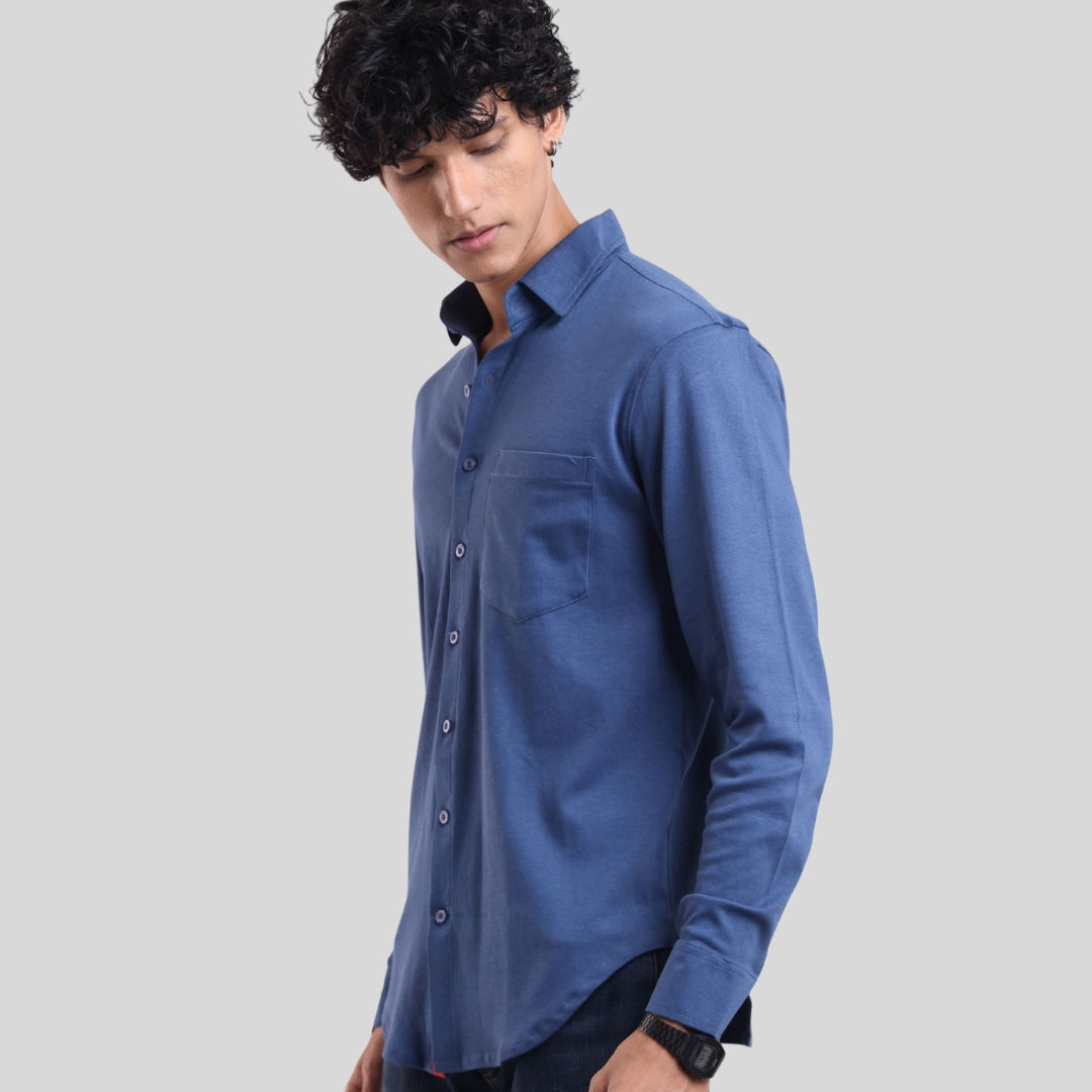 The Wood Pulp Front Open Knit Shirt –  Full Sleeve