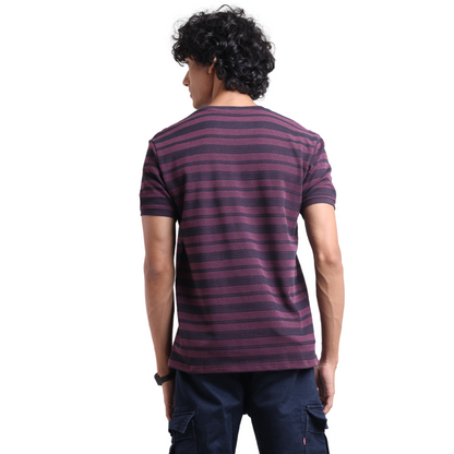 The Pique Stripes Round Neck Half Sleeved T-shirt