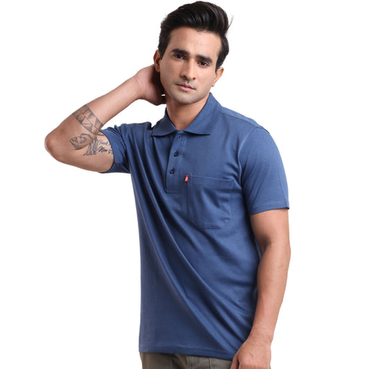 Cotalte polo t-shirt in Bolta Blue for men Sustainable Lyocell cotton polo