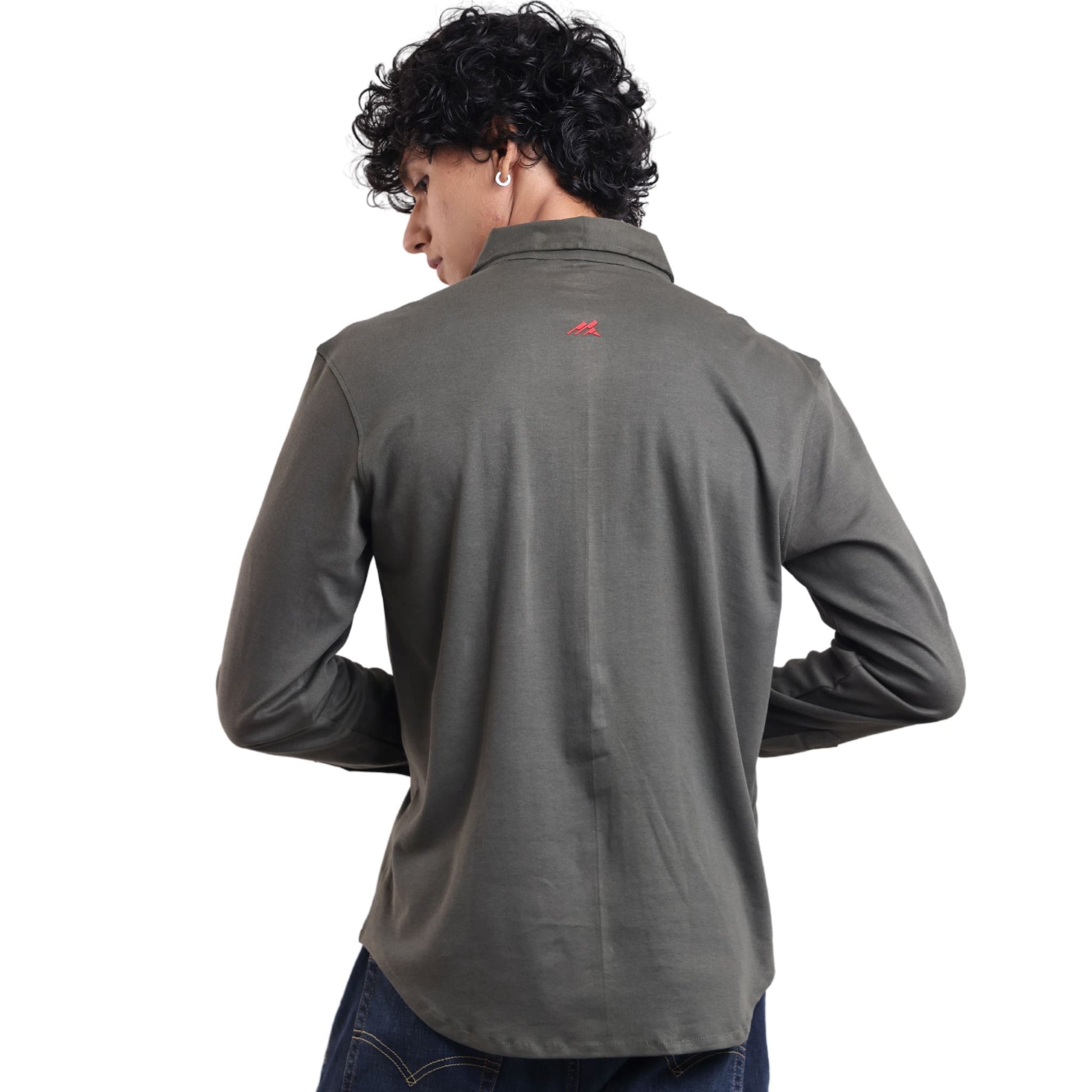 The Wood Pulp Front Open Knit Shirt in Forest Moss Green Colour – cotton Tencel breathable fabric,Men’s summer knit shirt,eco-friendly cotton blend,relaxed fit for warm weather