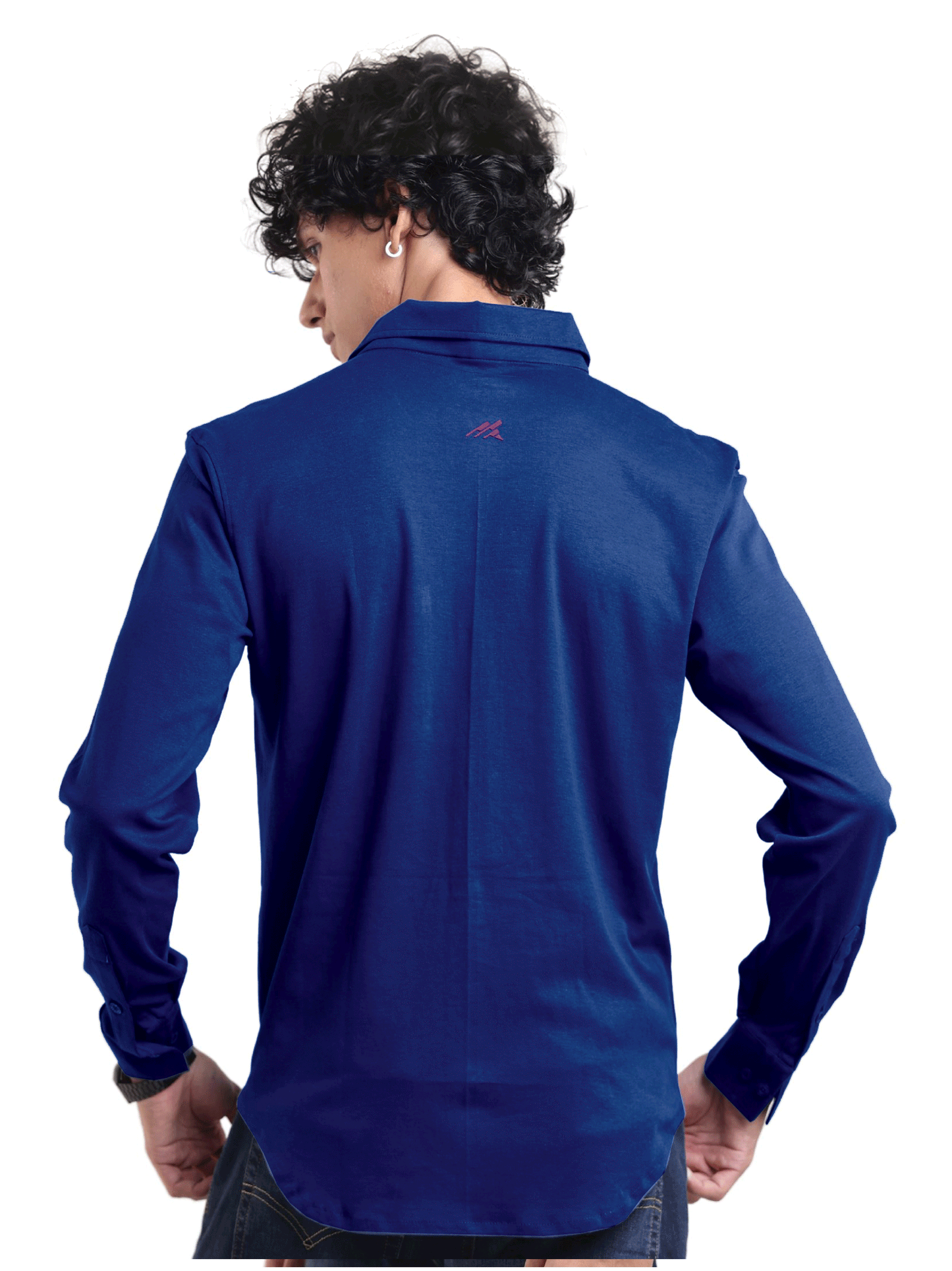 The Wood Pulp Front Open Knit Shirt in Marina Navy Blue Colour – cotton Tencel breathable fabric,Men’s summer knit shirt,eco-friendly cotton blend,relaxed fit for warm weather