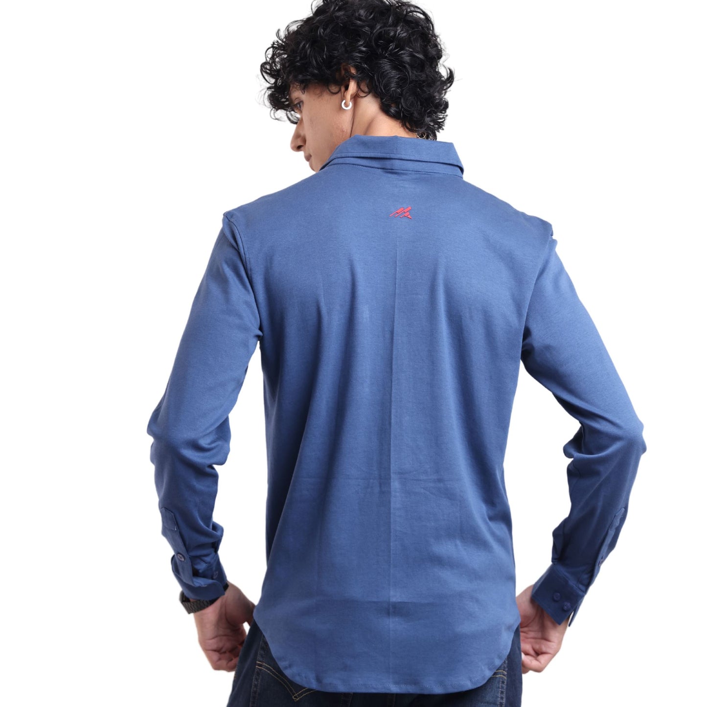 The Wood Pulp Front Open Knit Shirt in Nautical Occean blue Colour – cotton Tencel breathable fabric,Men’s summer knit shirt,eco-friendly cotton blend,relaxed fit for warm weather