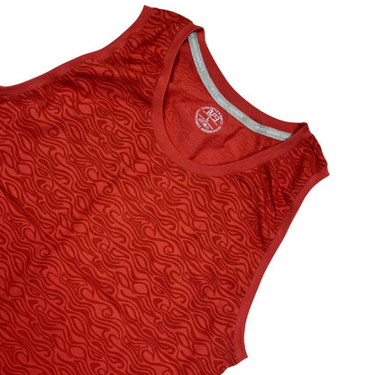 Red tank top with a subtle pattern on a white background