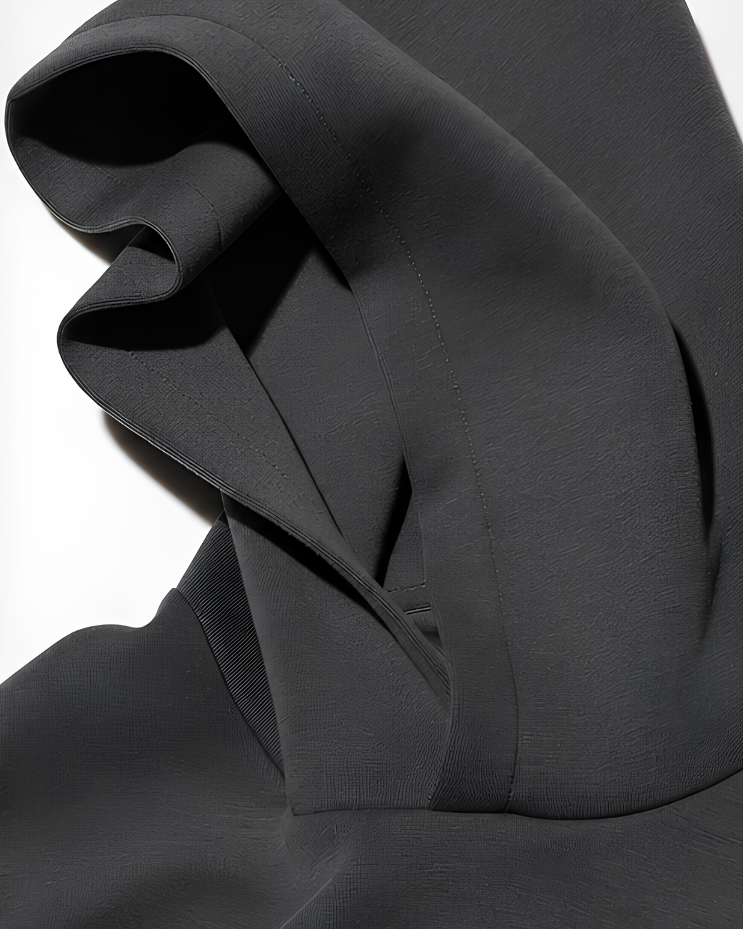 P3 100% cotton French terry hoodie in Iron Gate – hood close-up