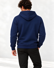 P3 100% cotton French terry hoodie in Ocean Depth – back view