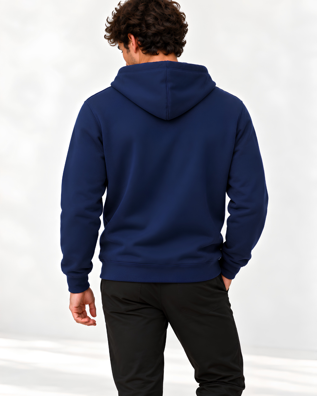 P3 100% cotton French terry hoodie in Ocean Depth – back view