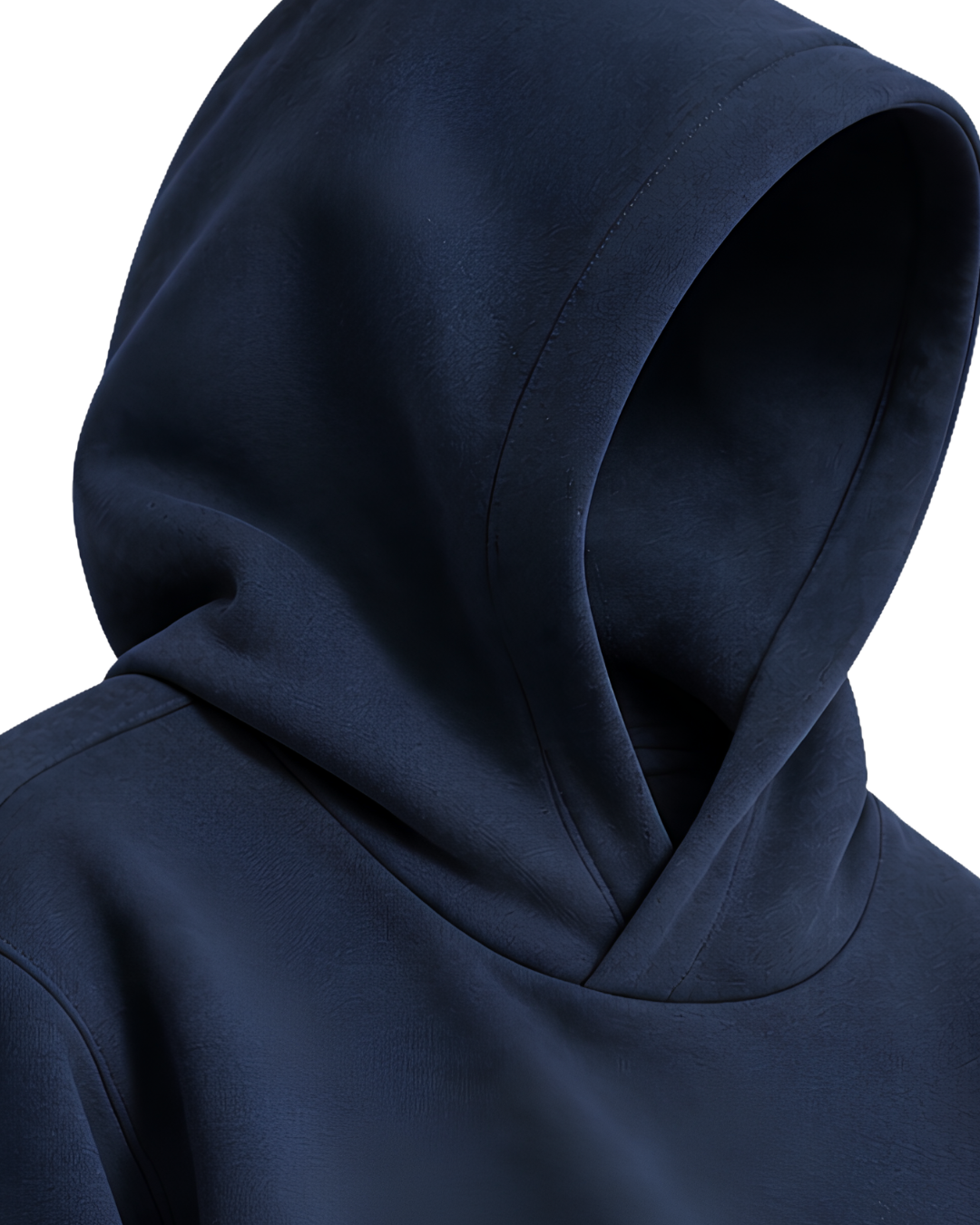 P3 100% cotton French terry hoodie in Ocean Depth – hood close-up