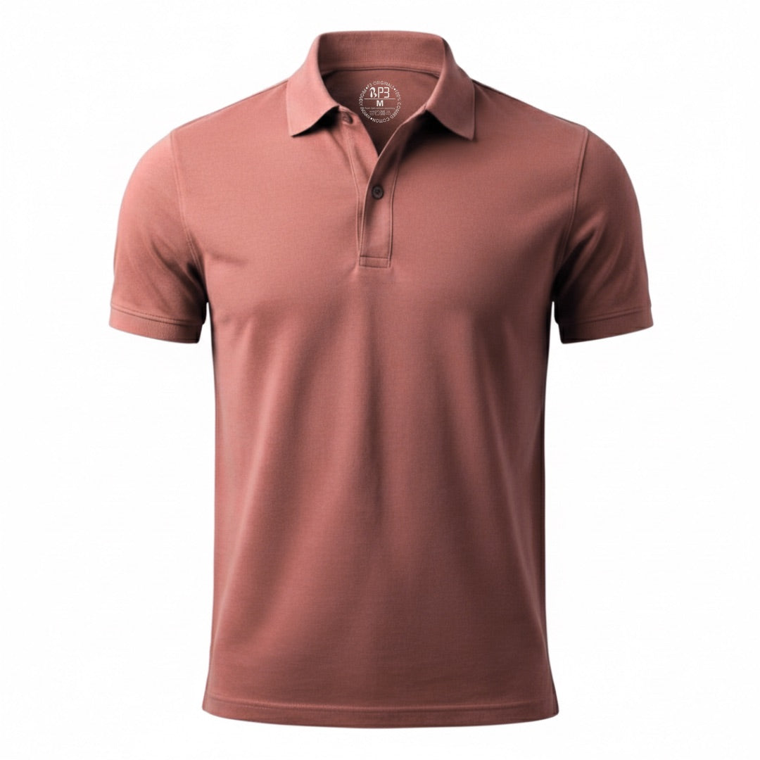 Brown polo shirt on a white background