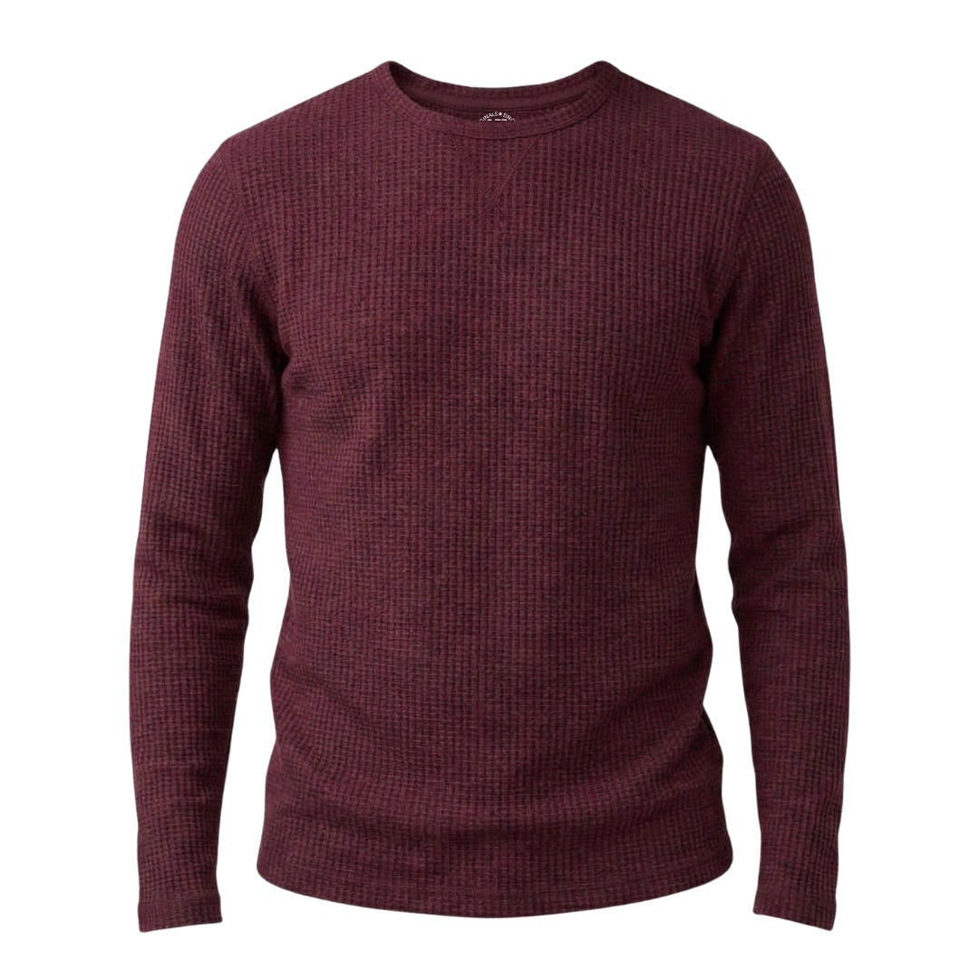Waffle Knit Round Neck Full Sleeve T-Shirt