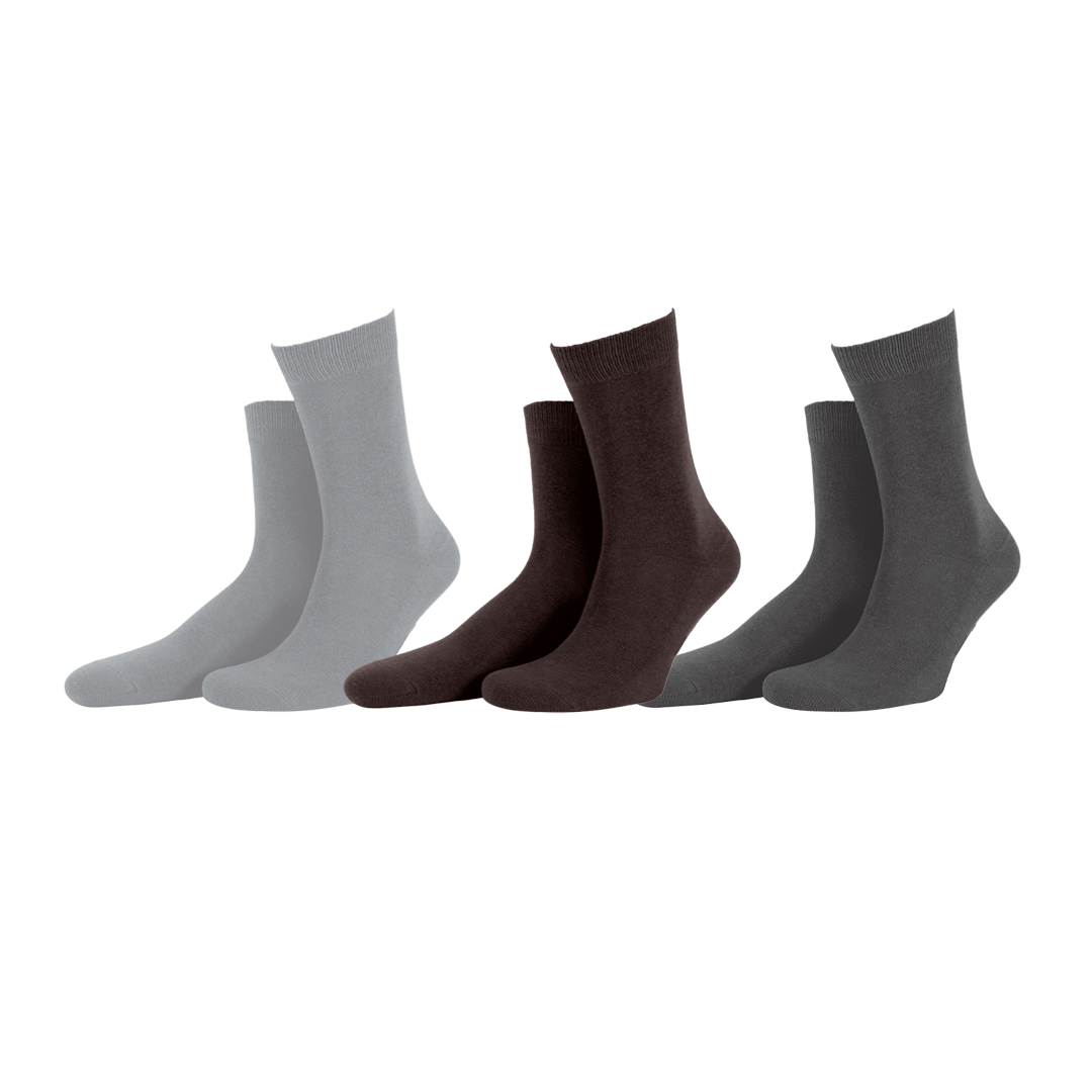 Luxury Series Socks (3 pairs) Socks P3 28 cms (Free Size) Grey Mesh | Grey Ink | Brown