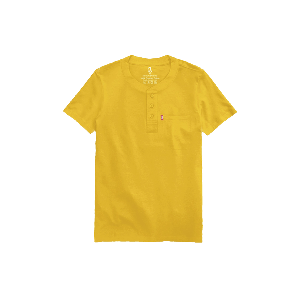 The Ribbed Henley (Half Sleeved) Ribbed Henleys P3 Amber Yellow Small 