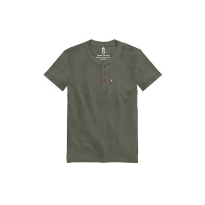 The Ribbed Henley (New) Ribbed Henleys P3 Moss Green Small 