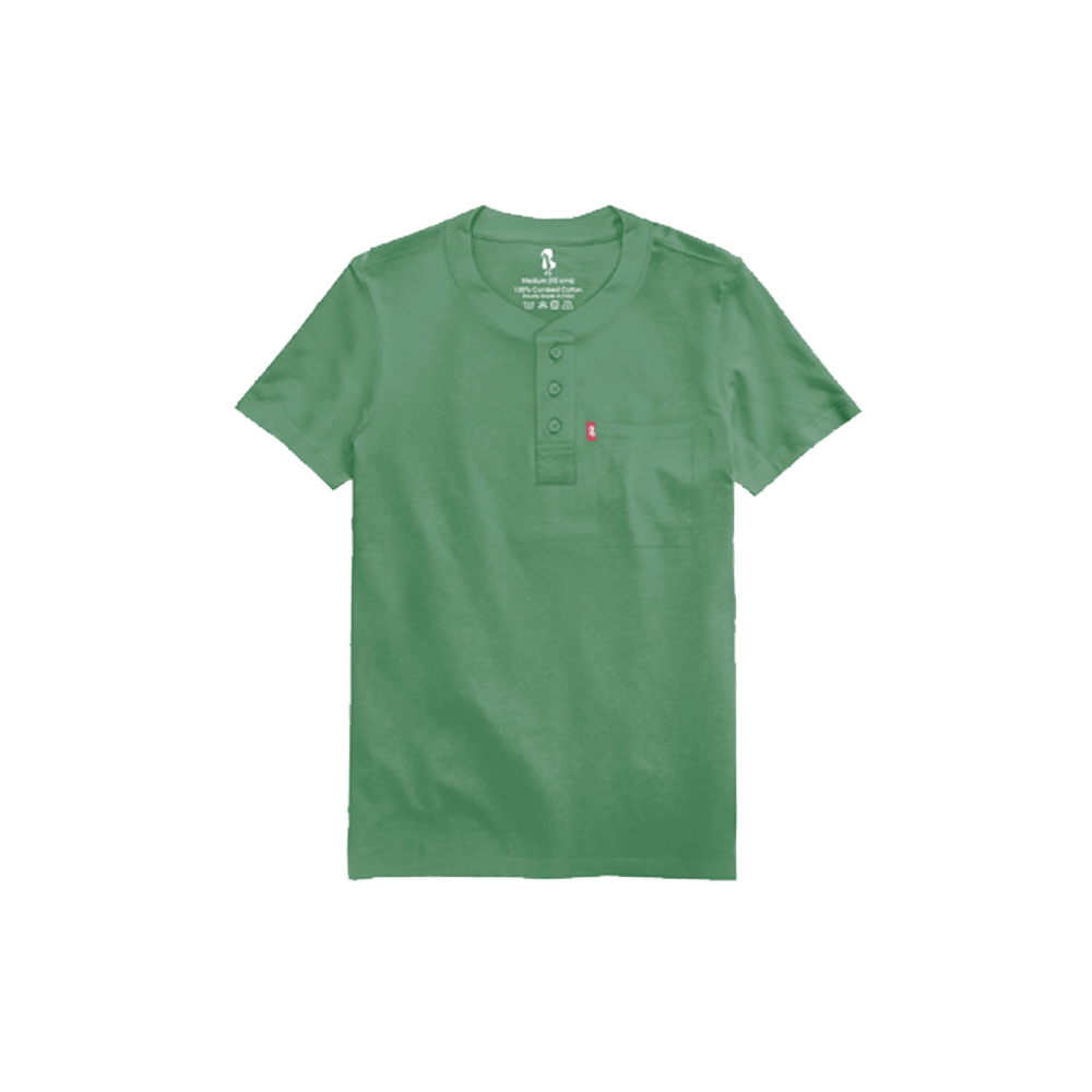 The Ribbed Henley (Half Sleeved) Ribbed Henleys P3 Pear Green Small 