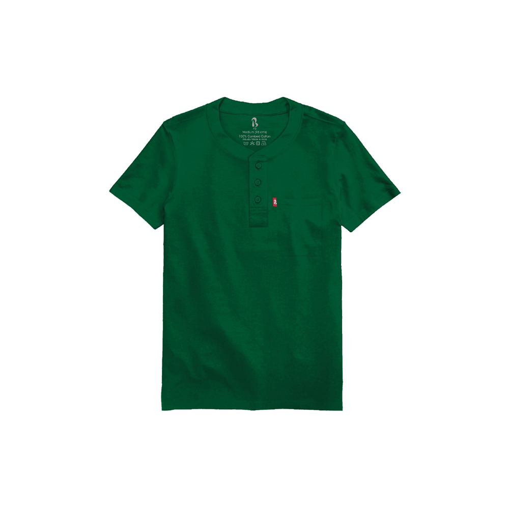 The Ribbed Henley (Half Sleeved) Ribbed Henleys P3 Pine Green Small 