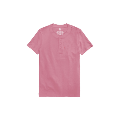 The Ribbed Henley (Half Sleeved) Ribbed Henleys P3 Sober Salmon Pink Small 