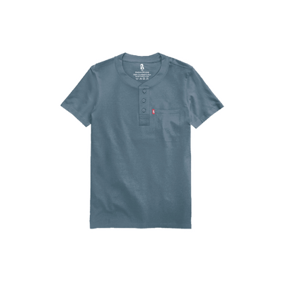 The Ribbed Henley (Half Sleeved) Ribbed Henleys P3 Shadow Blue Small 